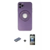 MARSİLYAN™- iPhone 12 Pro Kılıf Eksen Klasik Prime - Siyah 34D Hayalet Izgaralı Cam + Renkli Kamera Lens Koruma Cam - YL