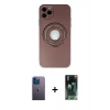 MARSİLYAN™- iPhone 12 Pro Kılıf Eksen Klasik Prime - Siyah 360 Mat Full Body Arka Koruyucu + Neon Fosforlu Kamera Lens - MI