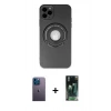 MARSİLYAN™- iPhone 12 Pro Kılıf Eksen Klasik Prime - Siyah 360 Mat Full Body Arka Koruyucu + Neon Fosforlu Kamera Lens - MI