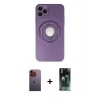 MARSİLYAN™- iPhone 12 Pro Kılıf Eksen Klasik Prime - Siyah 360 Mat Full Body Arka Koruyucu + Turuncu Neon Fosforlu Kamera Lens