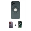 MARSİLYAN™- iPhone 12 Pro Kılıf Eksen Klasik Prime - Siyah 360 Mat Full Body Arka Koruyucu + Turuncu Neon Fosforlu Kamera Lens