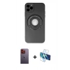 MARSİLYAN™- iPhone 12 Pro Kılıf Eksen Klasik Prime - Siyah 3D Antistatik Cam Ekran Koruyucu + Neon Fosforlu Kamera Lens - TU