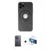 MARSİLYAN™- iPhone 12 Pro Kılıf Eksen Klasik Prime - Siyah 3D Antistatik Cam Ekran Koruyucu + Neon Fosforlu Kamera Lens - BZ