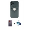 MARSİLYAN™- iPhone 12 Pro Kılıf Eksen Klasik Prime - Siyah 3D Antistatik Cam Ekran Koruyucu + Neon Fosforlu Kamera Lens - TU