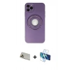 MARSİLYAN™- iPhone 12 Pro Kılıf Eksen Klasik Prime - Siyah 3D Antistatik Cam Ekran Koruyucu + Rainbow Kamera Lens Koruma Cam - GD