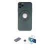 MARSİLYAN™- iPhone 12 Pro Kılıf Eksen Klasik Prime - Siyah 3D Antistatik Cam Ekran Koruyucu + Renkli Kamera Lens Koruma Cam - TU