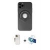 MARSİLYAN™- iPhone 12 Pro Kılıf Eksen Klasik Prime - Siyah 3D Antistatik Cam Ekran Koruyucu + Shine Kamera Lens - GD