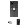 MARSİLYAN™- iPhone 12 Pro Kılıf Eksen Klasik Prime - Siyah 3D Antistatik Hayalet Cam Ekran Koruyucu + Rainbow Kamera Lens Koruma Cam - GD