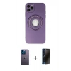 MARSİLYAN™- iPhone 12 Pro Kılıf Eksen Klasik Prime - Siyah 3D Antistatik Hayalet Cam Ekran Koruyucu + Neon Fosforlu Kamera Lens - MI