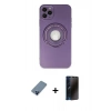 MARSİLYAN™- iPhone 12 Pro Kılıf Eksen Klasik Prime - Siyah 3D Antistatik Hayalet Cam Ekran Koruyucu + Metal Kamera Lens Koruma Cam - MI