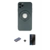 MARSİLYAN™- iPhone 12 Pro Kılıf Eksen Klasik Prime - Siyah 3D Antistatik Hayalet Cam Ekran Koruyucu + Renkli Kamera Lens Koruma Cam - MI
