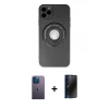 MARSİLYAN™- iPhone 12 Pro Kılıf Eksen Klasik Prime - Siyah 3D Antistatik Hayalet Cam Ekran Koruyucu + Neon Fosforlu Kamera Lens - MI