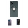 MARSİLYAN™- iPhone 12 Pro Kılıf Eksen Klasik Prime - Siyah 3D Antistatik Hayalet Cam Ekran Koruyucu + Neon Fosforlu Kamera Lens - MI