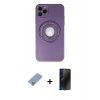 MARSİLYAN™- iPhone 12 Pro Kılıf Eksen Klasik Prime - Siyah 3D Antistatik Hayalet Cam Ekran Koruyucu + Metal Kamera Lens Koruma Cam - KUYL
