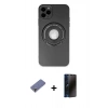 MARSİLYAN™- iPhone 12 Pro Kılıf Eksen Klasik Prime - Siyah 3D Antistatik Hayalet Cam Ekran Koruyucu + Metal Kamera Lens Koruma Cam - GD