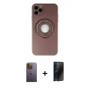 MARSİLYAN™- iPhone 12 Pro Kılıf Eksen Klasik Prime - Siyah 3D Antistatik Hayalet Cam Ekran Koruyucu + Neon Fosforlu Kamera Lens - SI