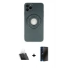 MARSİLYAN™- iPhone 12 Pro Kılıf Eksen Klasik Prime - Siyah 3D Antistatik Hayalet Cam Ekran Koruyucu + Kamera Lens Koruma Cam - SF