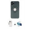 MARSİLYAN™- iPhone 12 Pro Kılıf Eksen Klasik Prime - Siyah 3D Antistatik Seramik Nano Ekran Koruyucu + Gümüş Shine Kamera Lens