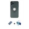 MARSİLYAN™- iPhone 12 Pro Kılıf Eksen Klasik Prime - Siyah 3D Antistatik Seramik Nano Ekran Koruyucu + Metal Kamera Lens Koruma Cam - AKYL