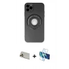 MARSİLYAN™- iPhone 12 Pro Kılıf Eksen Klasik Prime - Siyah 3D Antistatik Seramik Nano Ekran Koruyucu + Rainbow Kamera Lens Koruma Cam - GD