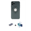 MARSİLYAN™- iPhone 12 Pro Kılıf Eksen Klasik Prime - Siyah 3D Antistatik Seramik Nano Ekran Koruyucu + Renkli Kamera Lens Koruma Cam - MI