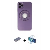 MARSİLYAN™- iPhone 12 Pro Kılıf Eksen Klasik Prime - Siyah 3D Antistatik Seramik Nano Ekran Koruyucu + Renkli Kamera Lens Koruma Cam - MI