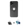 MARSİLYAN™- iPhone 12 Pro Kılıf Eksen Klasik Prime - Siyah 3D Antistatik Seramik Nano Ekran Koruyucu + Kamera Lens Koruma Cam - SF