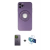 MARSİLYAN™- iPhone 12 Pro Kılıf Eksen Klasik Prime - Siyah 3D Antistatik Seramik Nano Ekran Koruyucu + Neon Fosforlu Kamera Lens - YL
