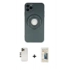 MARSİLYAN™- iPhone 12 Pro Kılıf Eksen Klasik Prime - Siyah 6D Mat Seramik Hayalet Nano Ekran Koruyucu + Gold Shine Kamera Lens
