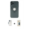 MARSİLYAN™- iPhone 12 Pro Kılıf Eksen Klasik Prime - Siyah 6D Mat Seramik Hayalet Nano Ekran Koruyucu + Mavi Shine Kamera Lens