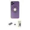 MARSİLYAN™- iPhone 12 Pro Kılıf Eksen Klasik Prime - Siyah 6D Mat Seramik Hayalet Nano Ekran Koruyucu + Mavi Renkli Kamera Lens Koruma Cam