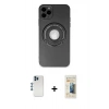 MARSİLYAN™- iPhone 12 Pro Kılıf Eksen Klasik Prime - Siyah 6D Mat Seramik Hayalet Nano Ekran Koruyucu + Mavi Shine Kamera Lens
