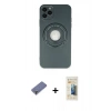 MARSİLYAN™- iPhone 12 Pro Kılıf Eksen Klasik Prime - Siyah 6D Mat Seramik Hayalet Nano Ekran Koruyucu + Metal Kamera Lens Koruma Cam - GD