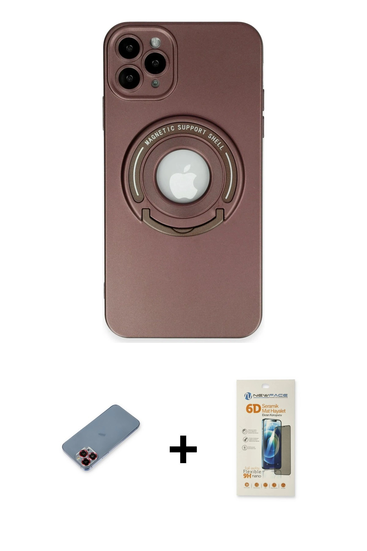 MARSİLYAN™- iPhone 12 Pro Kılıf Eksen Klasik Prime - Siyah 6D Mat Seramik Hayalet Nano Ekran Koruyucu + Metal Kamera Lens Koruma Cam - KI