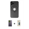 MARSİLYAN™- iPhone 12 Pro Kılıf Eksen Klasik Prime - Siyah 6D Mat Seramik Hayalet Nano Ekran Koruyucu + Neon Fosforlu Kamera Lens - YL