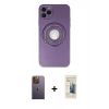 MARSİLYAN™- iPhone 12 Pro Kılıf Eksen Klasik Prime - Siyah 6D Mat Seramik Hayalet Nano Ekran Koruyucu + Neon Fosforlu Kamera Lens - SI