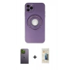 MARSİLYAN™- iPhone 12 Pro Kılıf Eksen Klasik Prime - Siyah 6D Mat Seramik Hayalet Nano Ekran Koruyucu + Neon Fosforlu Kamera Lens - YL