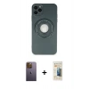 MARSİLYAN™- iPhone 12 Pro Kılıf Eksen Klasik Prime - Siyah 6D Mat Seramik Hayalet Nano Ekran Koruyucu + Neon Fosforlu Kamera Lens - SI