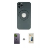 MARSİLYAN™- iPhone 12 Pro Kılıf Eksen Klasik Prime - Siyah 6D Mat Seramik Hayalet Nano Ekran Koruyucu + Neon Fosforlu Kamera Lens - YL