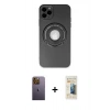 MARSİLYAN™- iPhone 12 Pro Kılıf Eksen Klasik Prime - Siyah 6D Mat Seramik Hayalet Nano Ekran Koruyucu + Neon Fosforlu Kamera Lens - SI