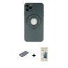 MARSİLYAN™- iPhone 12 Pro Kılıf Eksen Klasik Prime - Siyah 6D Mat Seramik Hayalet Nano Ekran Koruyucu + Renkli Kamera Lens Koruma Cam - PE