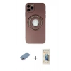 MARSİLYAN™- iPhone 12 Pro Kılıf Eksen Klasik Prime - Siyah 6D Mat Seramik Hayalet Nano Ekran Koruyucu + Pembe Shine Kamera Lens Koruma Cam