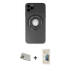 MARSİLYAN™- iPhone 12 Pro Kılıf Eksen Klasik Prime - Siyah 6D Mat Seramik Hayalet Nano Ekran Koruyucu + Rainbow Kamera Lens Koruma Cam - GD