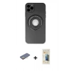 MARSİLYAN™- iPhone 12 Pro Kılıf Eksen Klasik Prime - Siyah 6D Mat Seramik Hayalet Nano Ekran Koruyucu + Sarı Renkli Kamera Lens Koruma Cam
