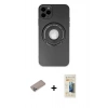 MARSİLYAN™- iPhone 12 Pro Kılıf Eksen Klasik Prime - Siyah 6D Mat Seramik Hayalet Nano Ekran Koruyucu + Sierra Blue Shine Kamera Lens Koruma Cam