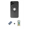 MARSİLYAN™- iPhone 12 Pro Kılıf Eksen Klasik Prime - Siyah Polymer Nano Ekran Koruyucu + Metal Kamera Lens Koruma Cam - AKYL