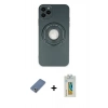 MARSİLYAN™- iPhone 12 Pro Kılıf Eksen Klasik Prime - Siyah Polymer Nano Ekran Koruyucu + Metal Kamera Lens Koruma Cam - AKYL