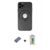 MARSİLYAN™- iPhone 12 Pro Kılıf Eksen Klasik Prime - Siyah Polymer Nano Ekran Koruyucu + Gold Metal Kamera Lens Koruma Cam
