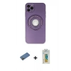 MARSİLYAN™- iPhone 12 Pro Kılıf Eksen Klasik Prime - Siyah Polymer Nano Ekran Koruyucu + Gold Shine Kamera Lens Koruma Cam
