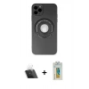MARSİLYAN™- iPhone 12 Pro Kılıf Eksen Klasik Prime - Siyah Polymer Nano Ekran Koruyucu + Kamera Lens Koruma Cam - SF
